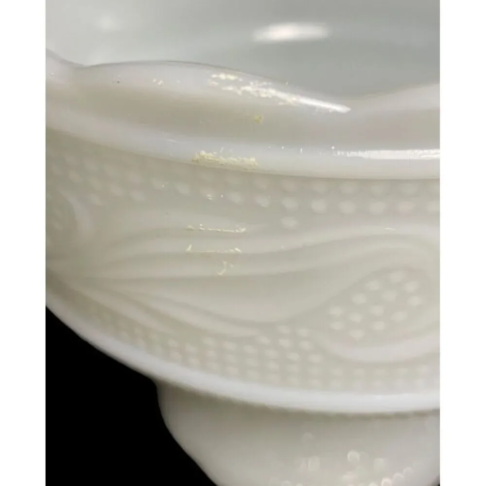 Vintage E.O. Brody Co. Milk‎ Glass Pedestal Bowl Made in USA 5.5